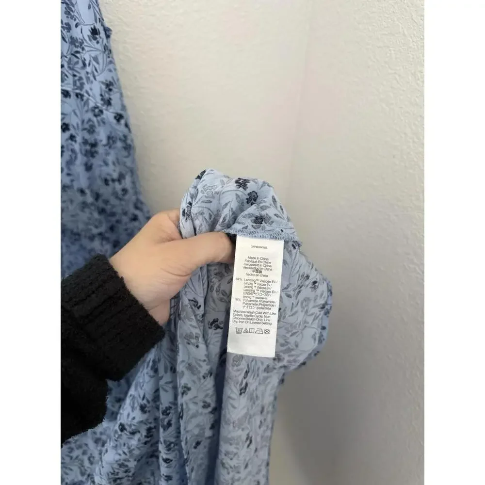 Madewell Light Blue Floral V-Neck Maxi Dress